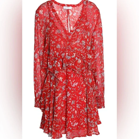 Iro Woman Beaumont Ruffled Floral-Print
Crepon Mini Dress Red - Picture 2 of 7